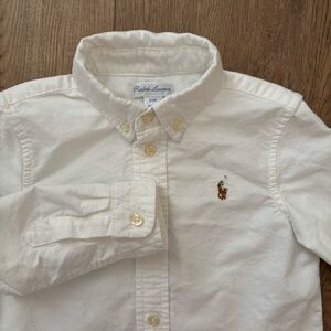 Ralph Lauren White Button Up Oxford Shirt with Pony Logo Infant Size 2T